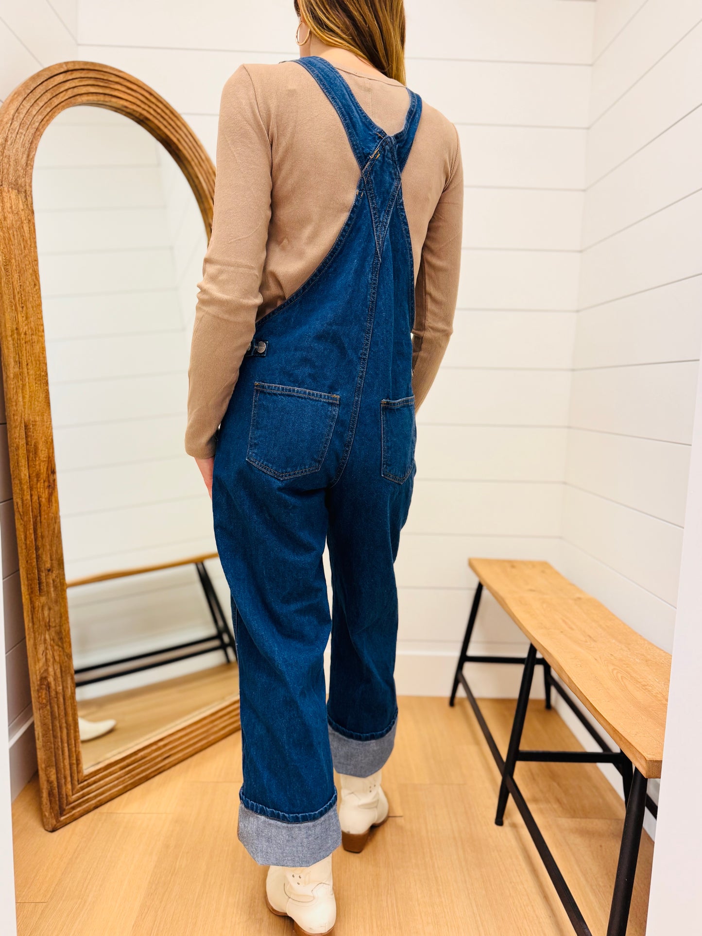 Bib Overalls Wide Leg Wide Cuffed- Risen