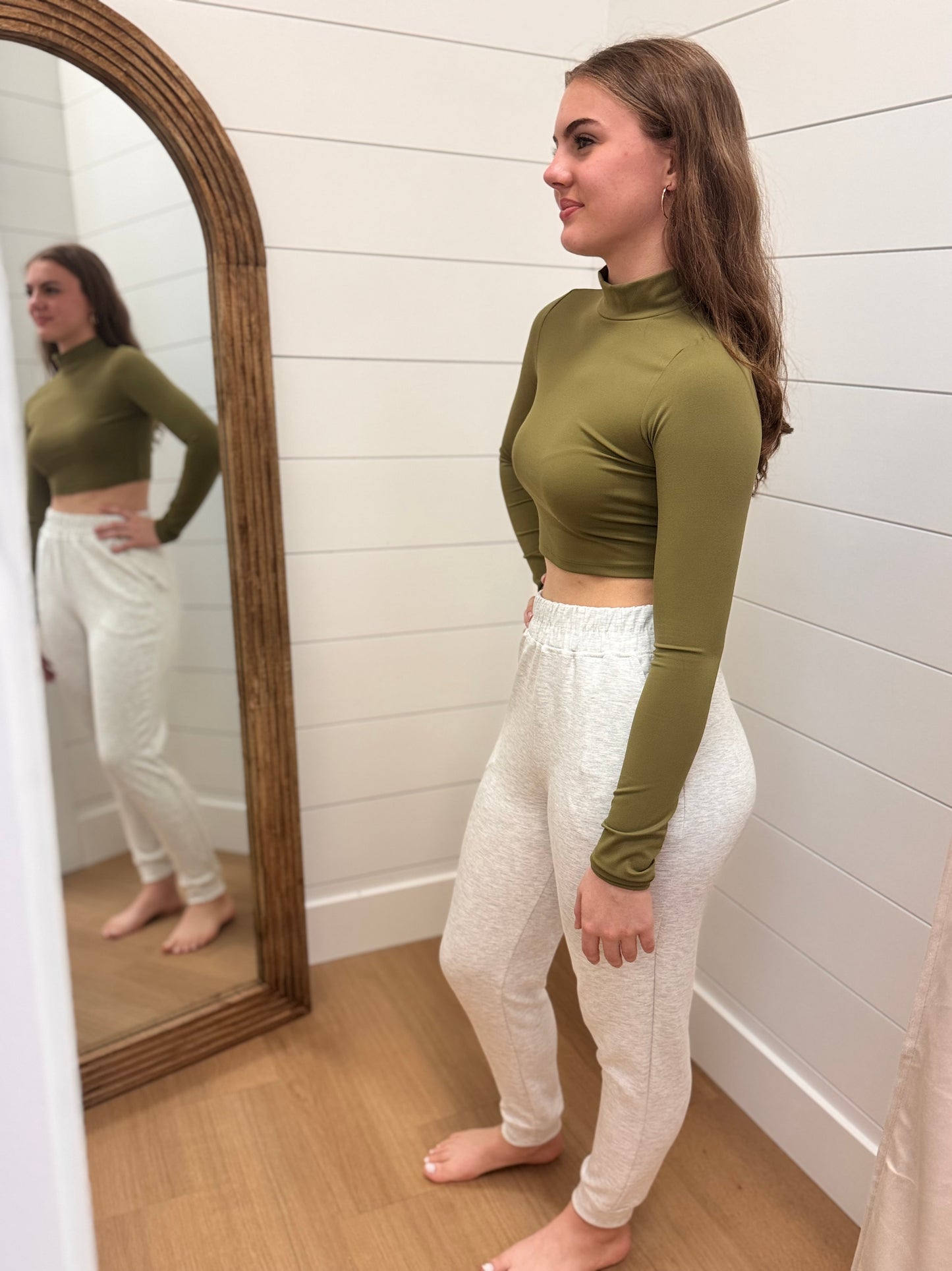 Olive Green Athletic Crop