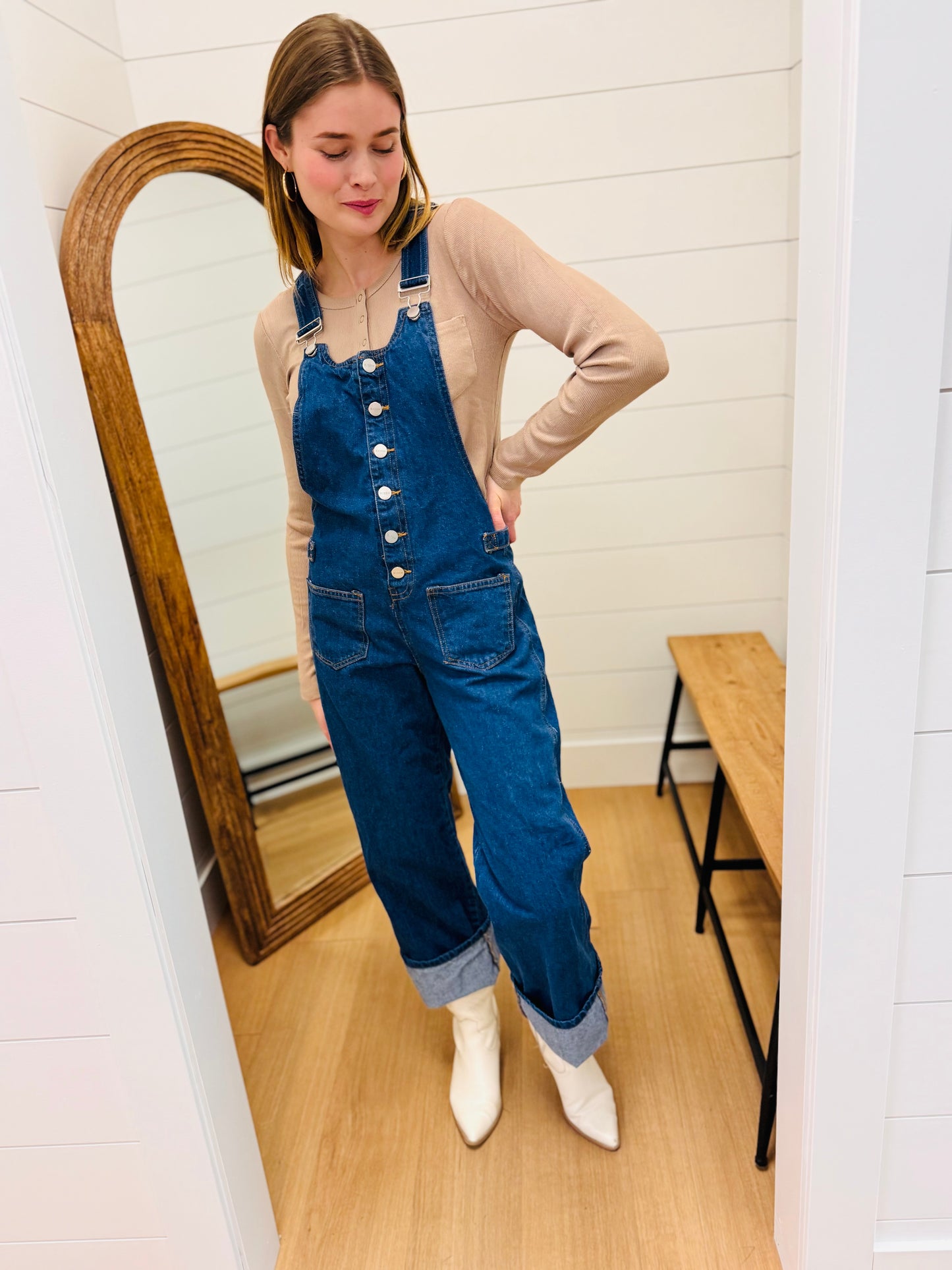 Bib Overalls Wide Leg Wide Cuffed- Risen
