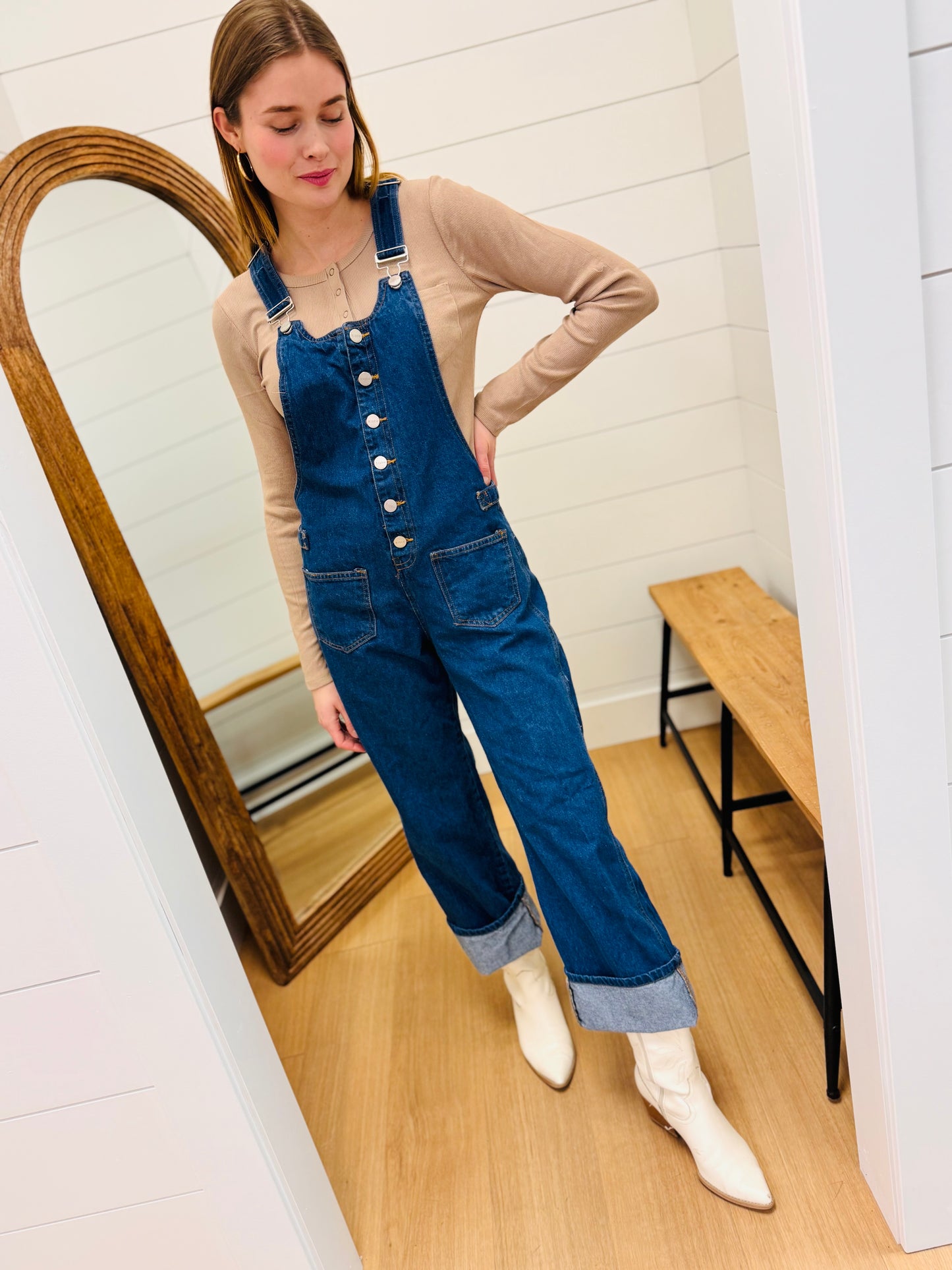 Bib Overalls Wide Leg Wide Cuffed- Risen