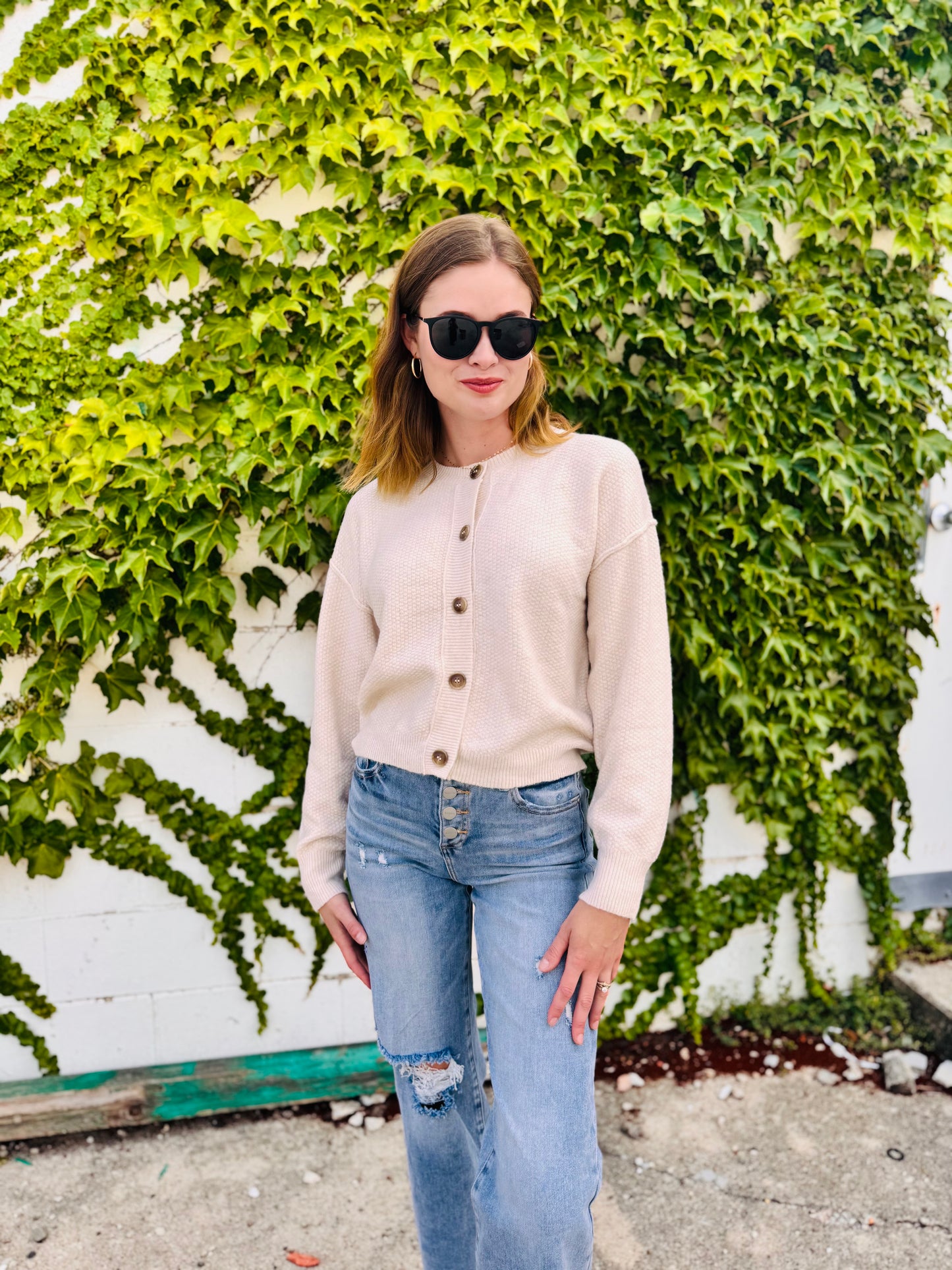 Button Down Long Sleeve Knit Cardigan