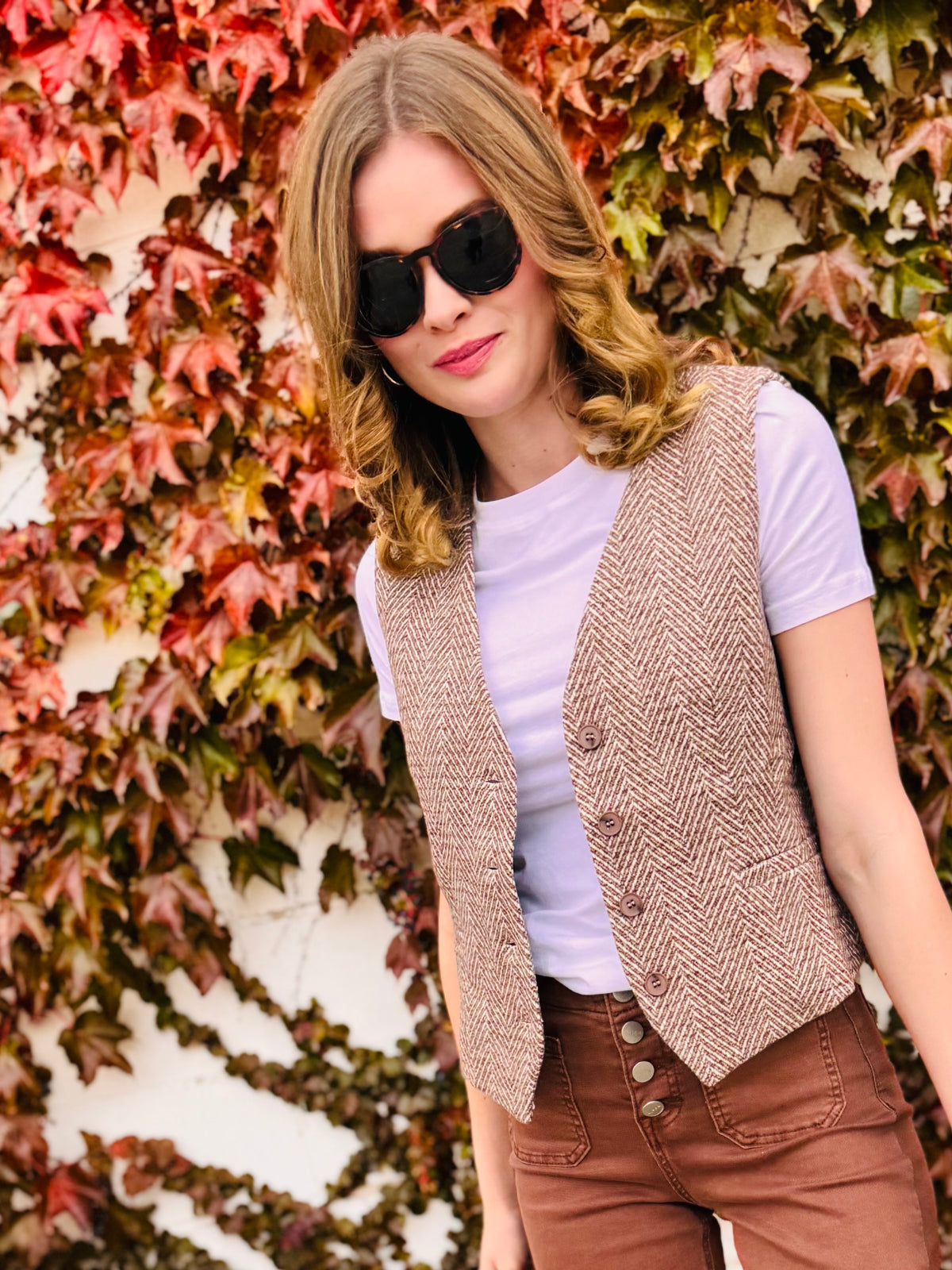Herringbone Tweed Tailored Vest