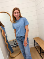 Cotton Crew Neck Short Sleeve Cropped T-shirt