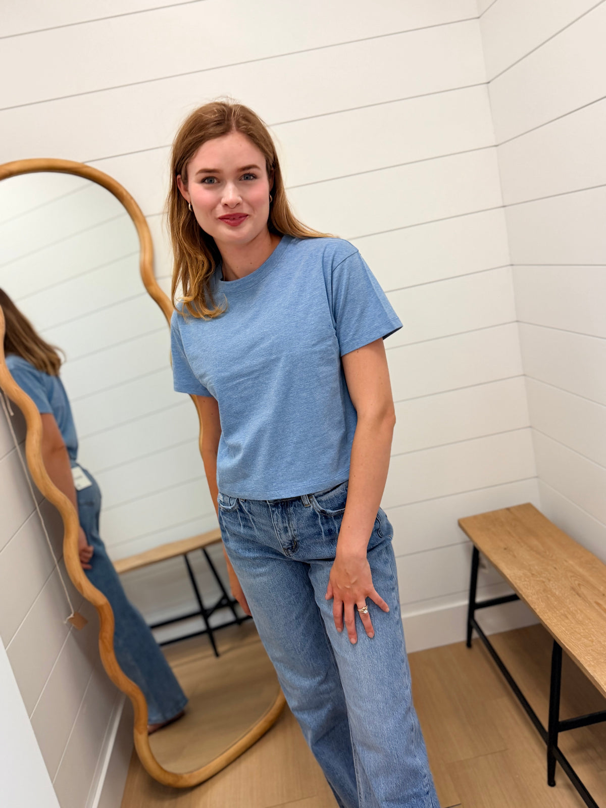 Cotton Crew Neck Short Sleeve Cropped T-shirt