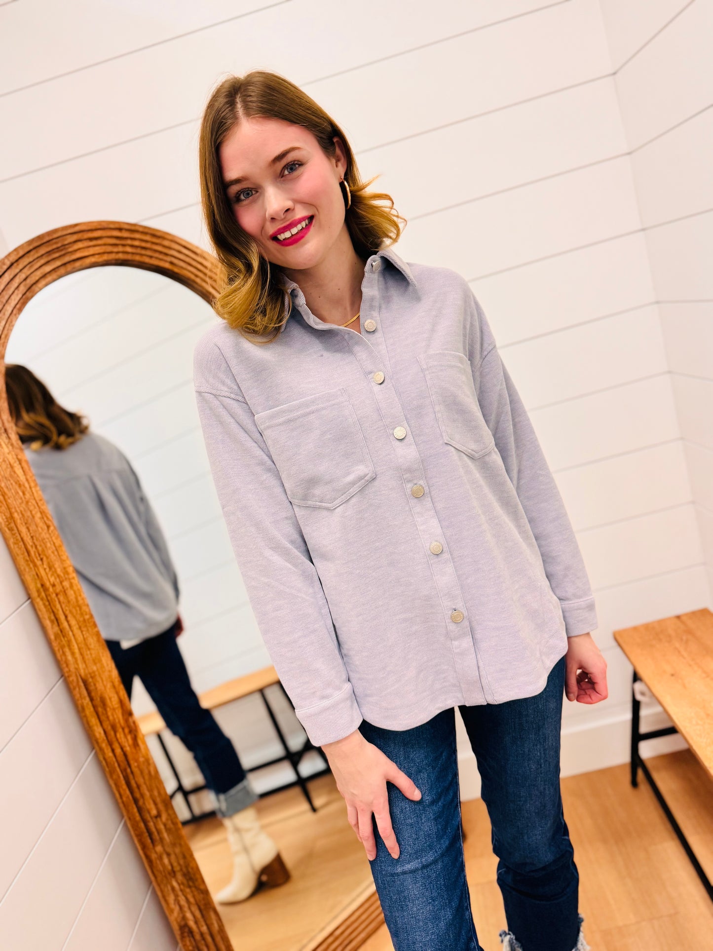 Micro Rib Button Up Shacket