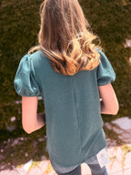 Ribbed Puff Sleeve Top