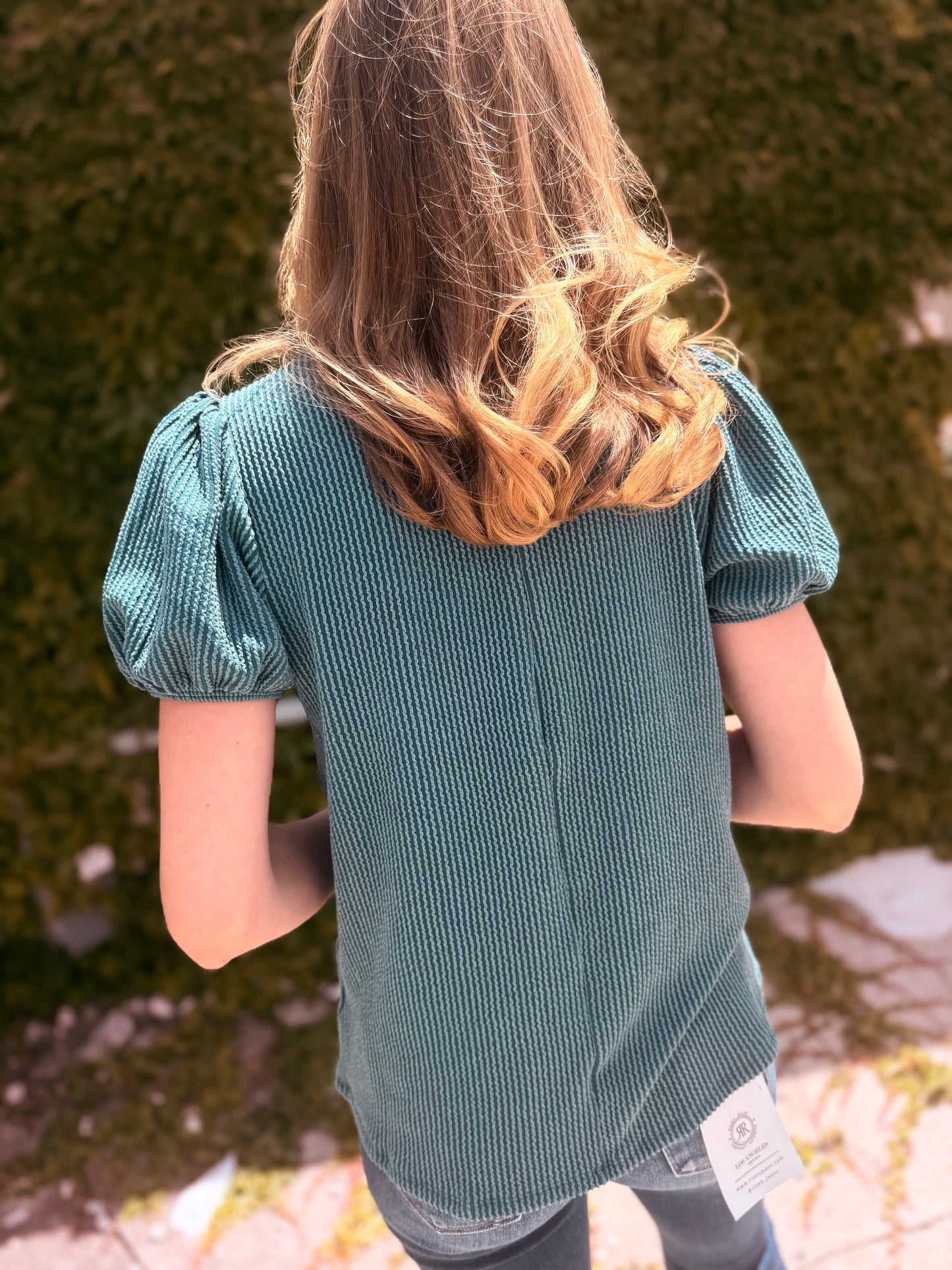 Ribbed Puff Sleeve Top