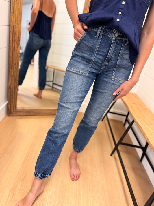 Relaxed High Rise Ankle Jogger Denim - Risen