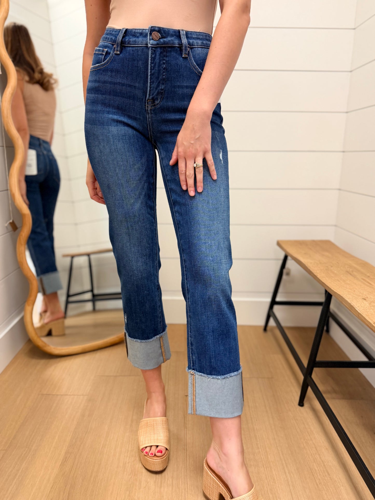 Tummy Control Mid Rise Dark Wash Straight - Risen