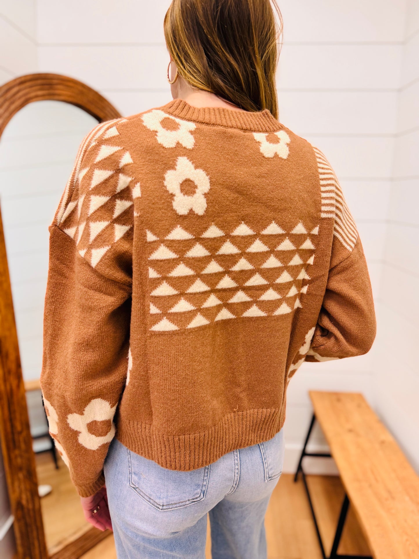 Rust mix Balloon Sleeve Sweater