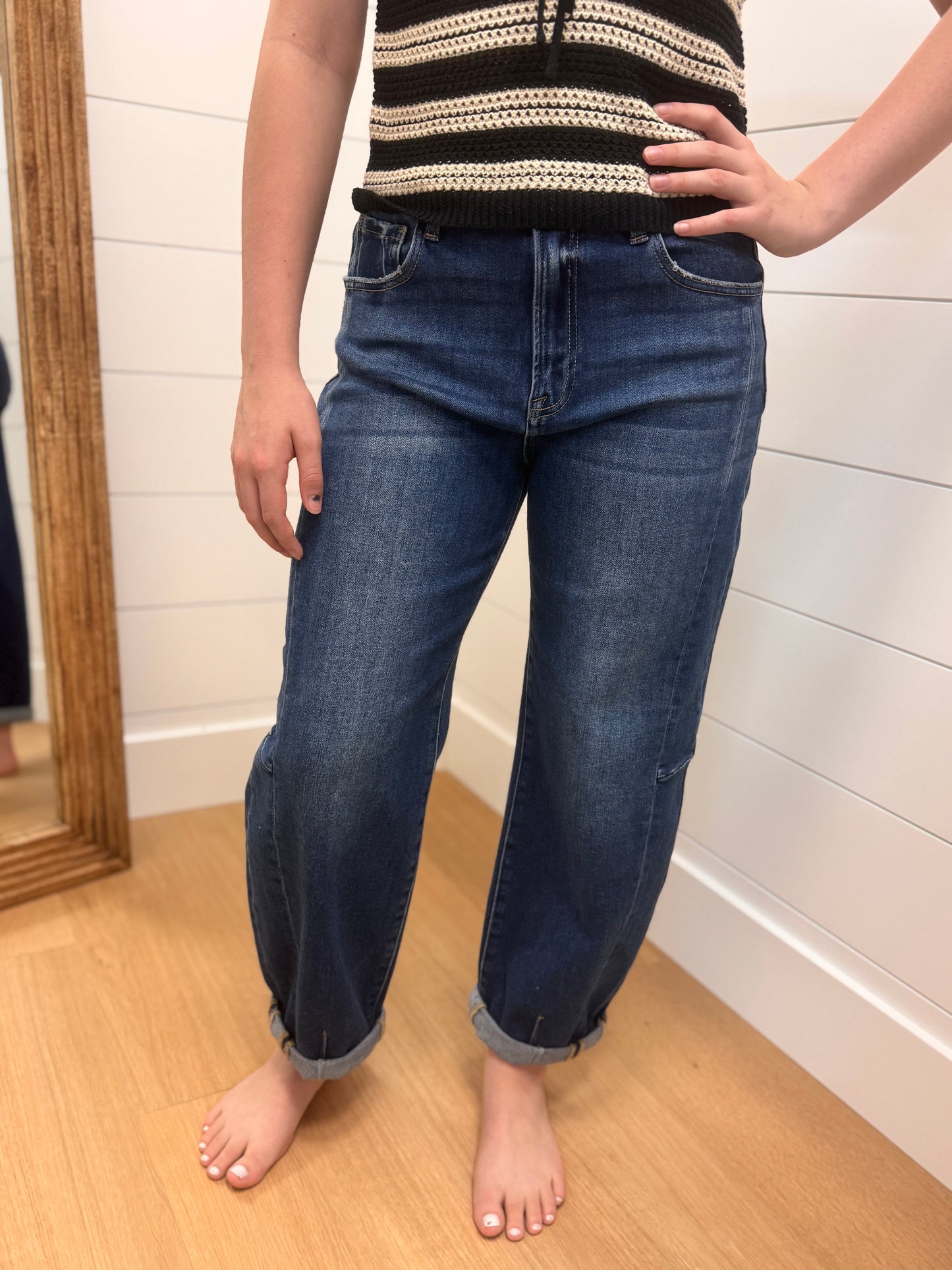 High Rise Barrel Jeans - Risen