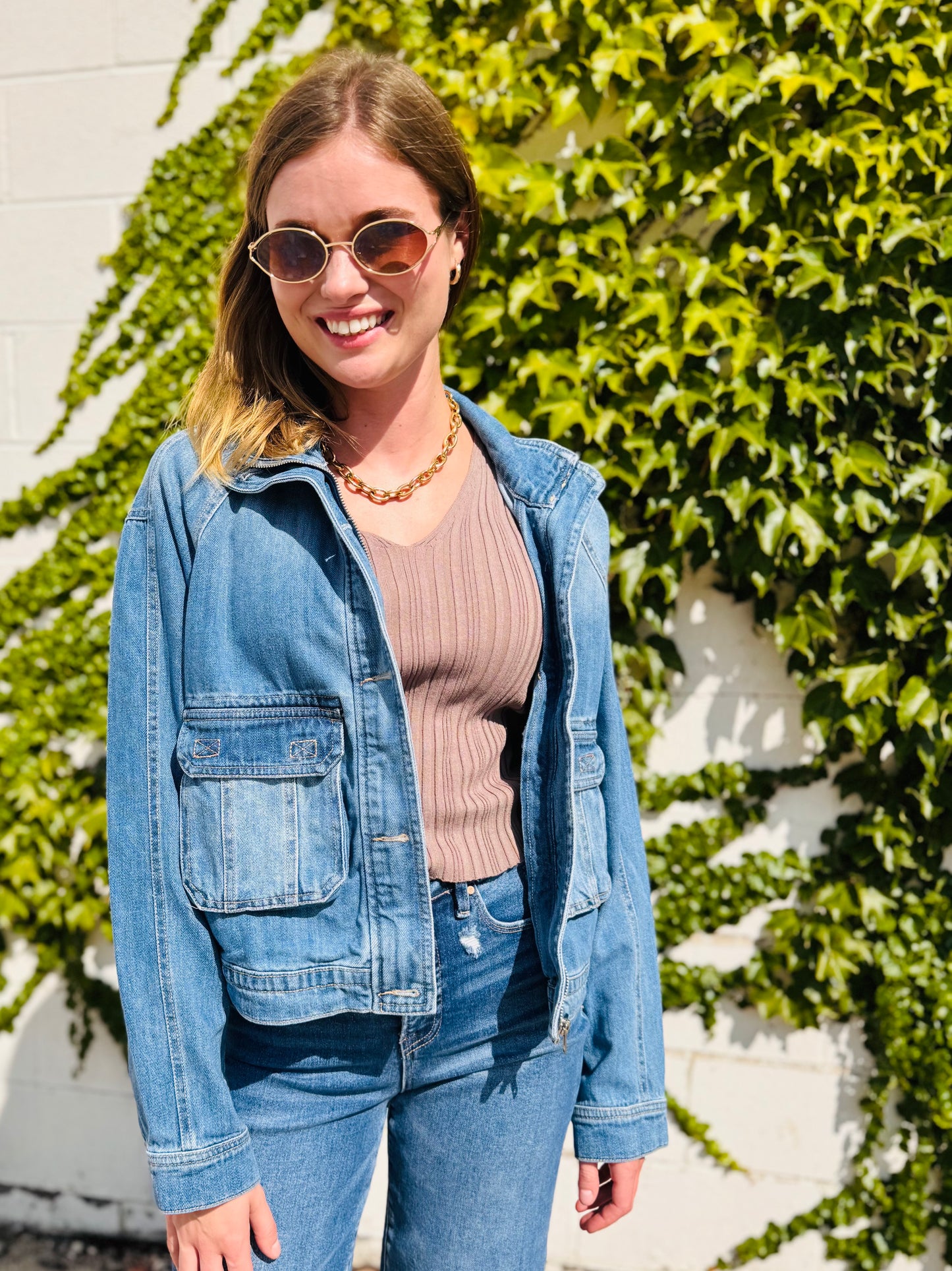 Medium Wash Denim Jacket - Risen