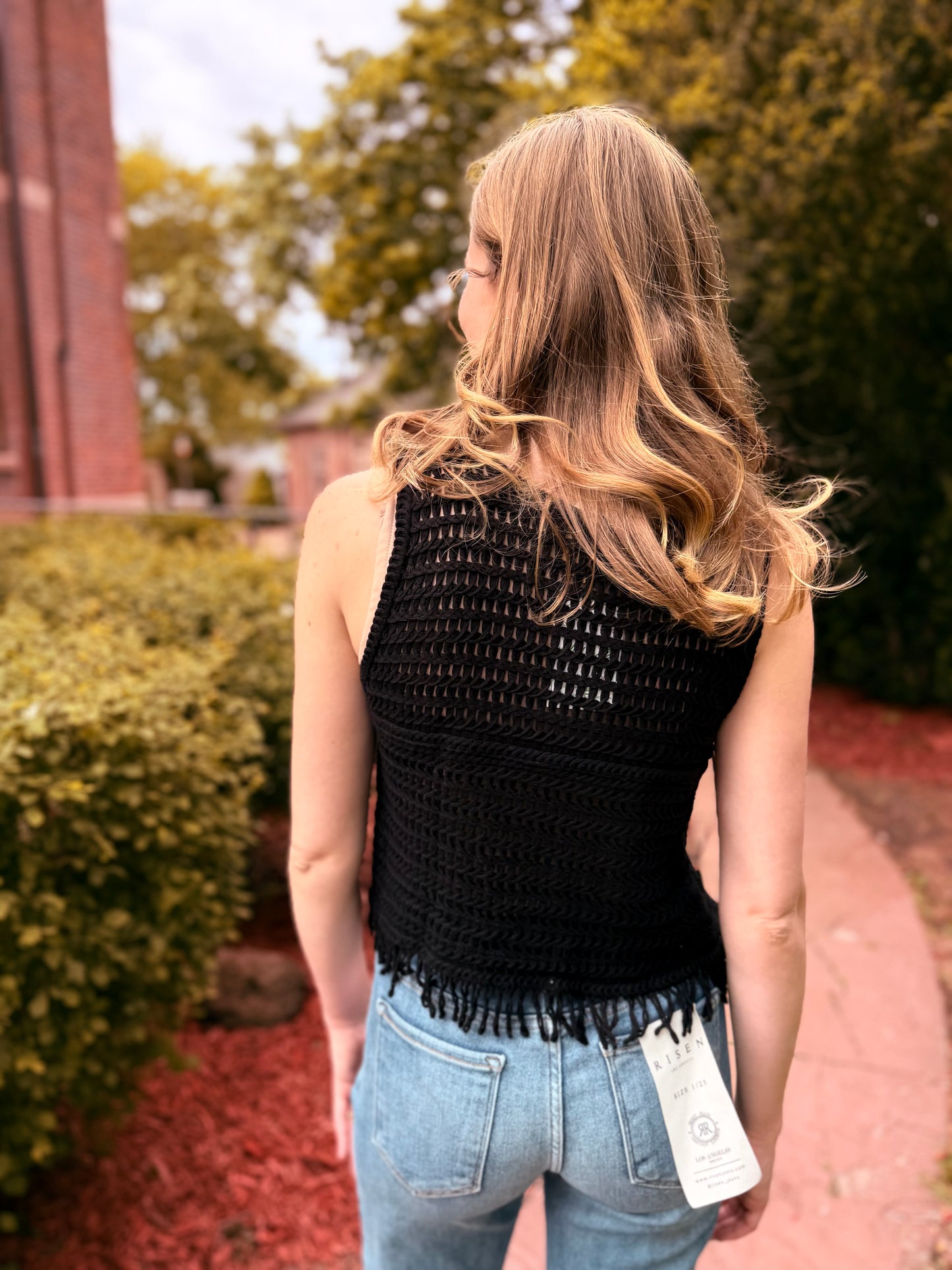 Fringe Hem Floral Crochet Top
