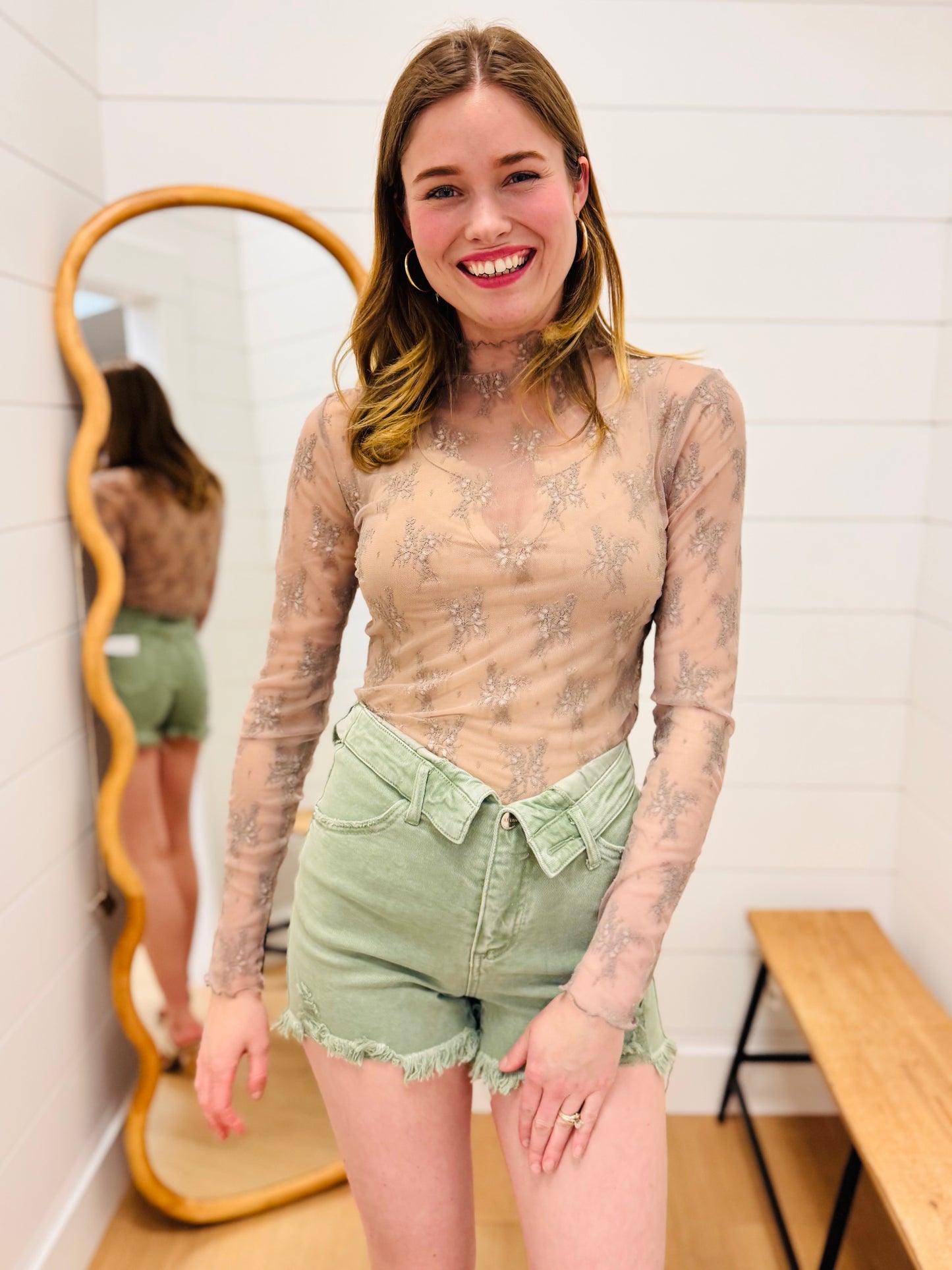 Lt Brown Lace Layering Top