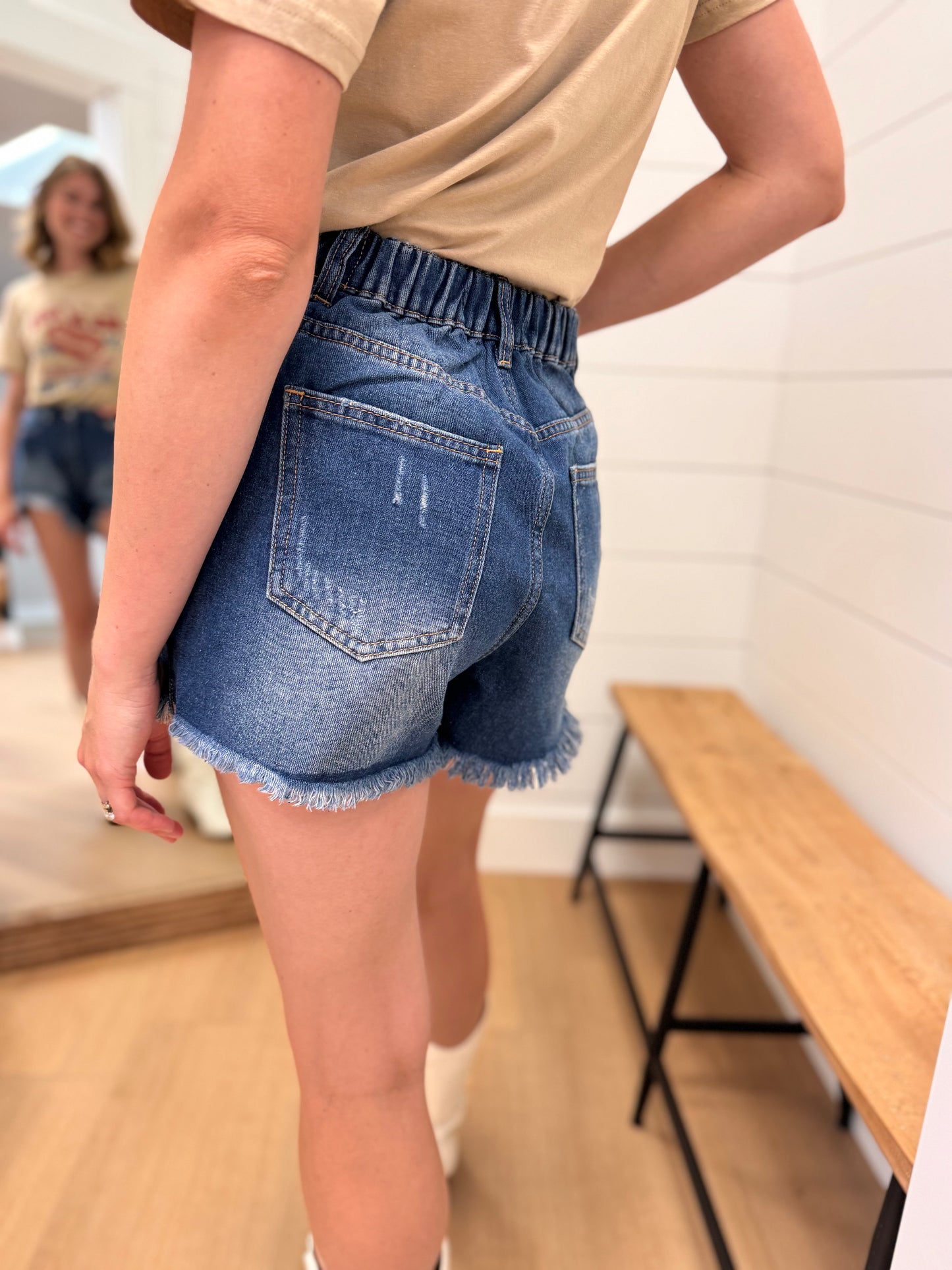 Red, White and Blue Jean Shorts