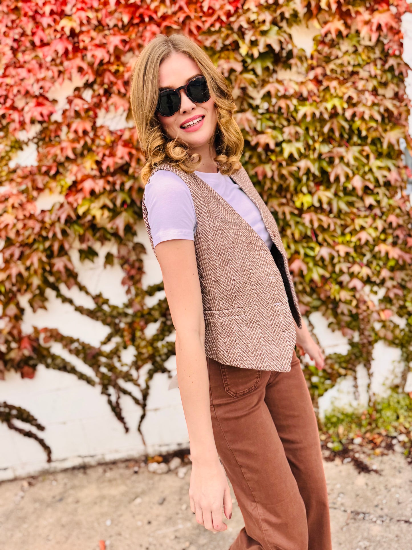 Herringbone Tweed Tailored Vest