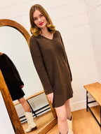 V Neck Sweater Dress