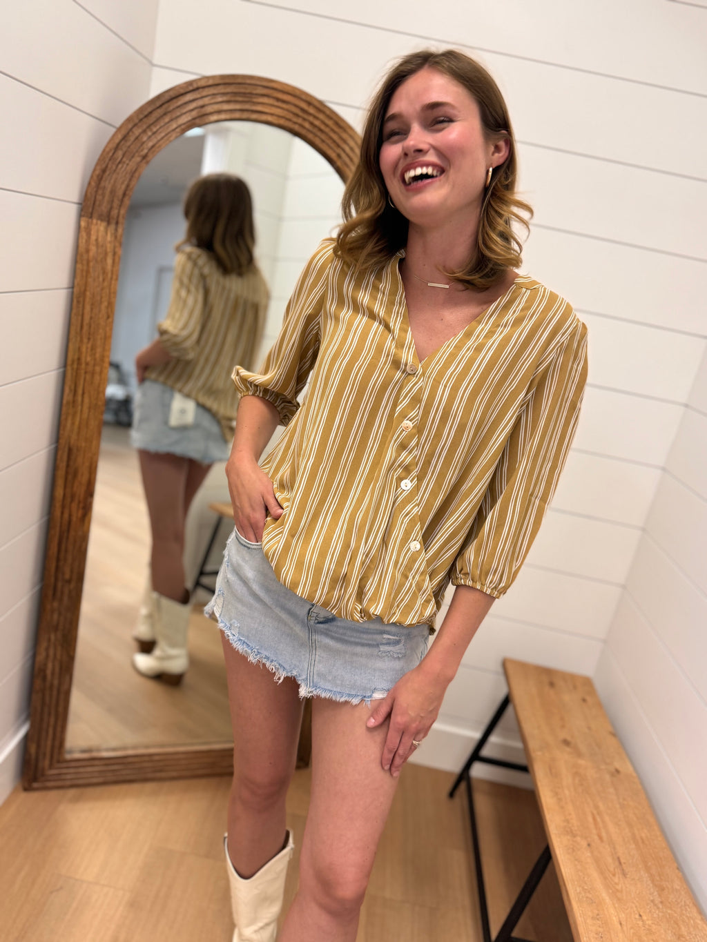 Asymmetrical Button Top