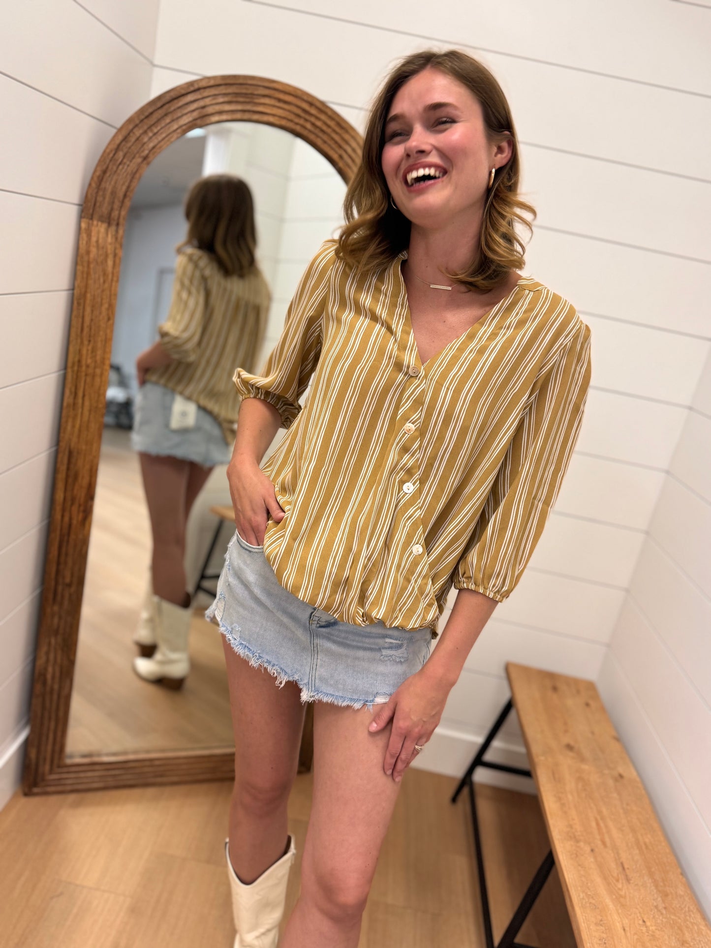 Asymmetrical Button Top