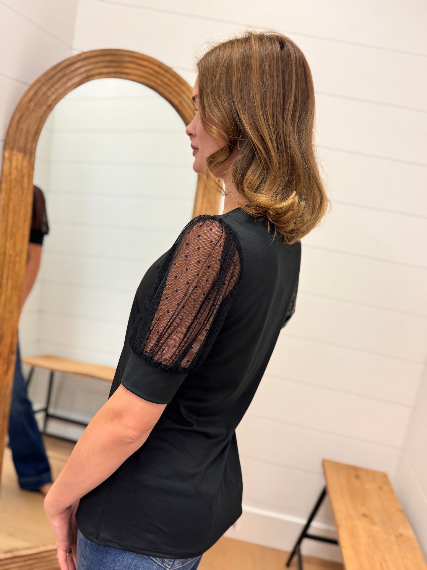 Solid Top With Mesh Sleeves