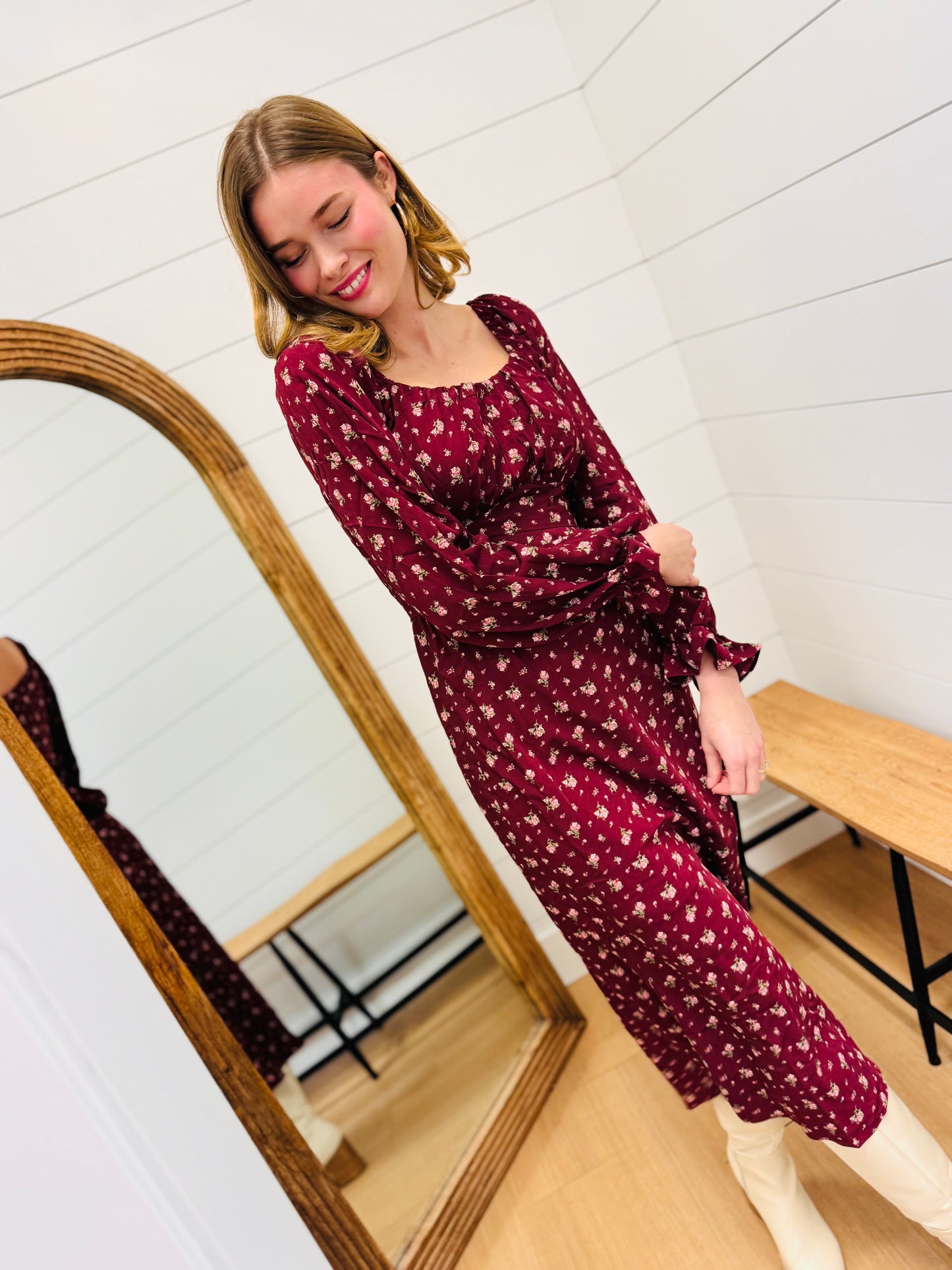 Floral Printed Back Tie Maxi Dress