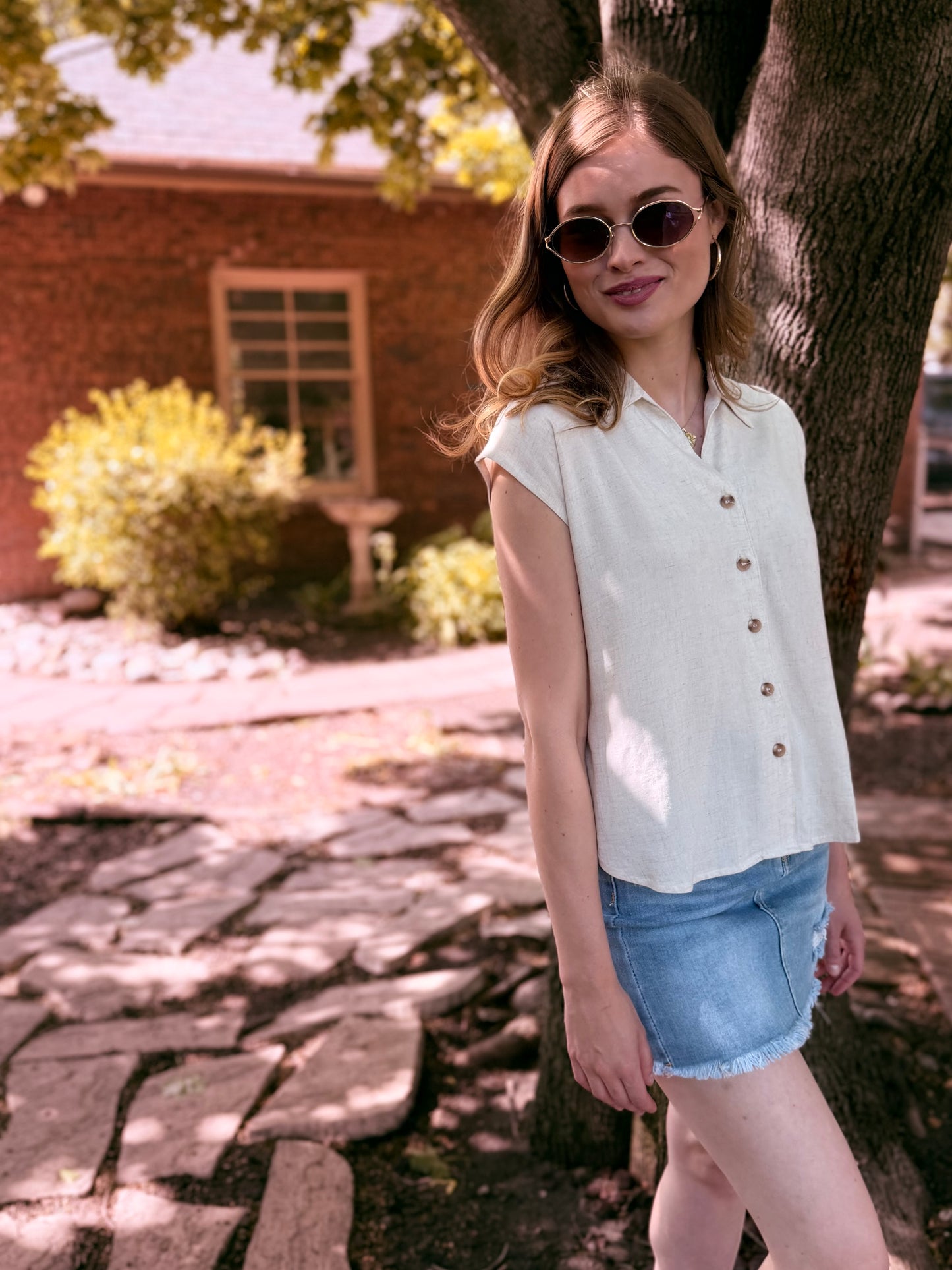 Linen Collared Short Sleeve Shirt
