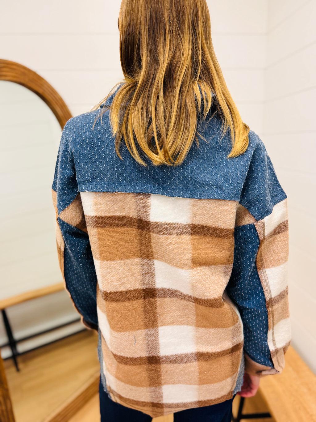 Oversized Denim + Plaid Shacket