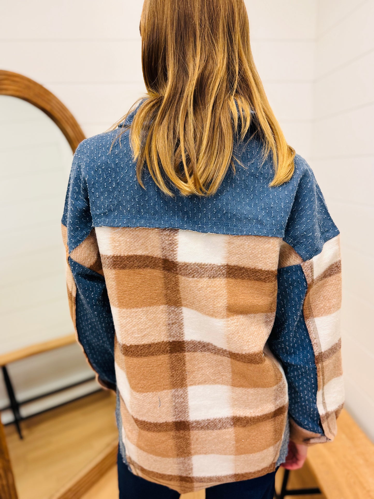 Oversized Denim + Plaid Shacket