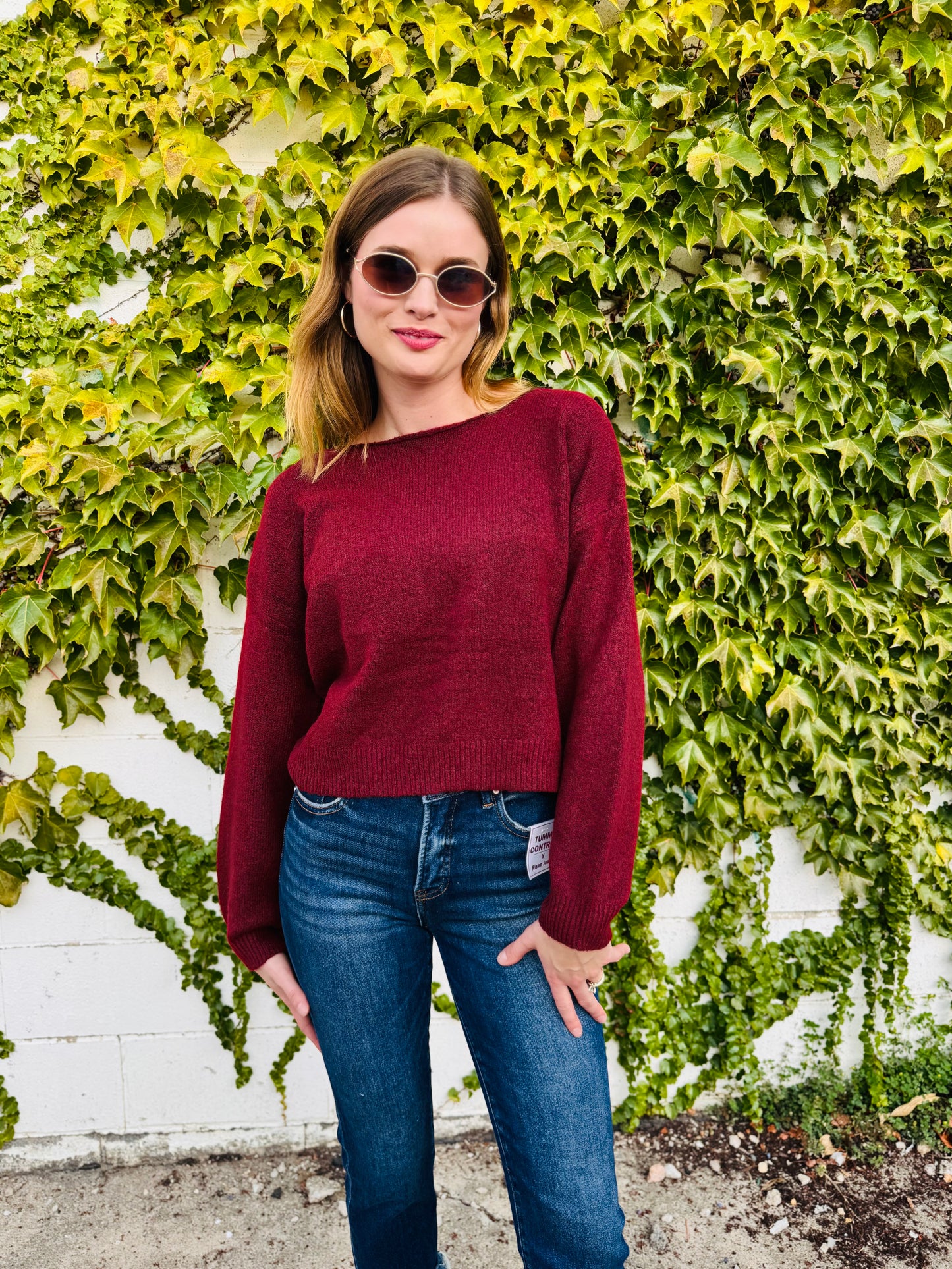 Back Velvet Bow Detail Knit Pullover Sweater