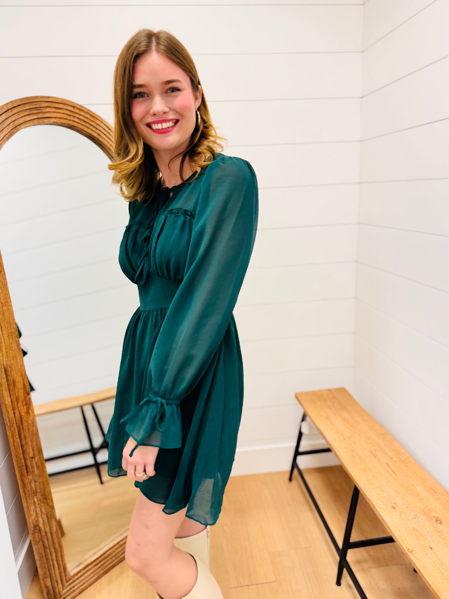 Ruffle + Bow Holiday Dress