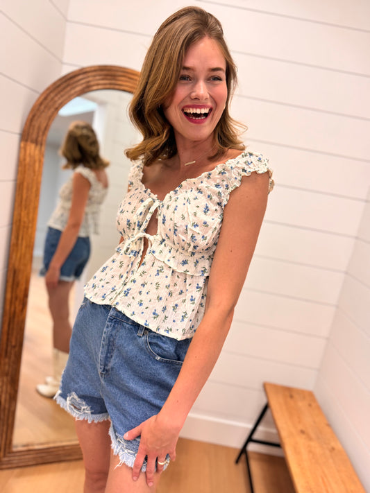 Tie Front Lettuce Trim Top