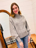 Balloon Sleeve Mock Neck Sweater