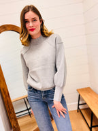 Viscose Mock Neck Exposed Seam Sweater