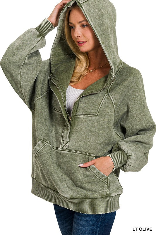 Acid Wash Fleece Oversized Hoodie