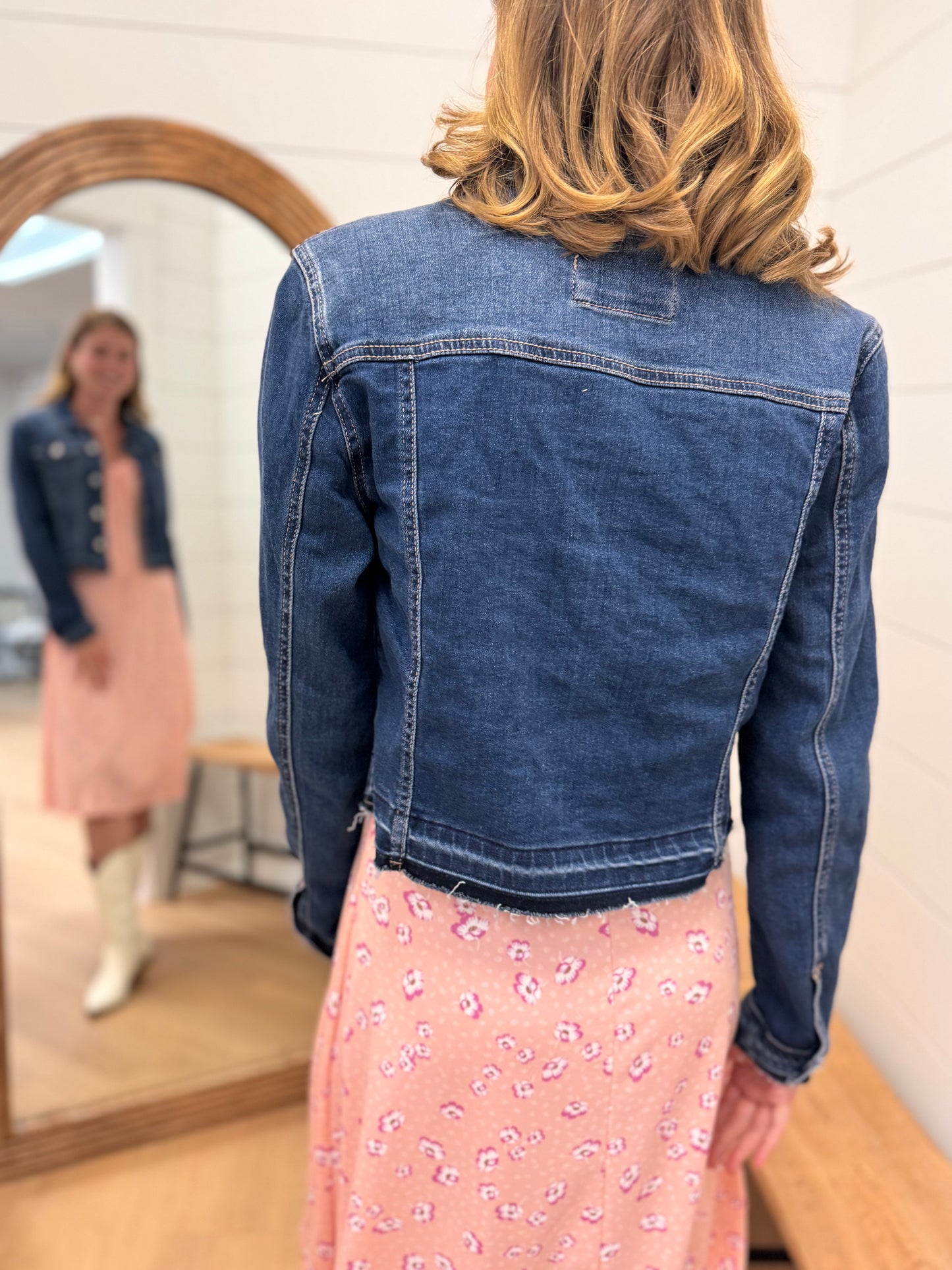 Dark Released Hem Denim Jacket - Risen