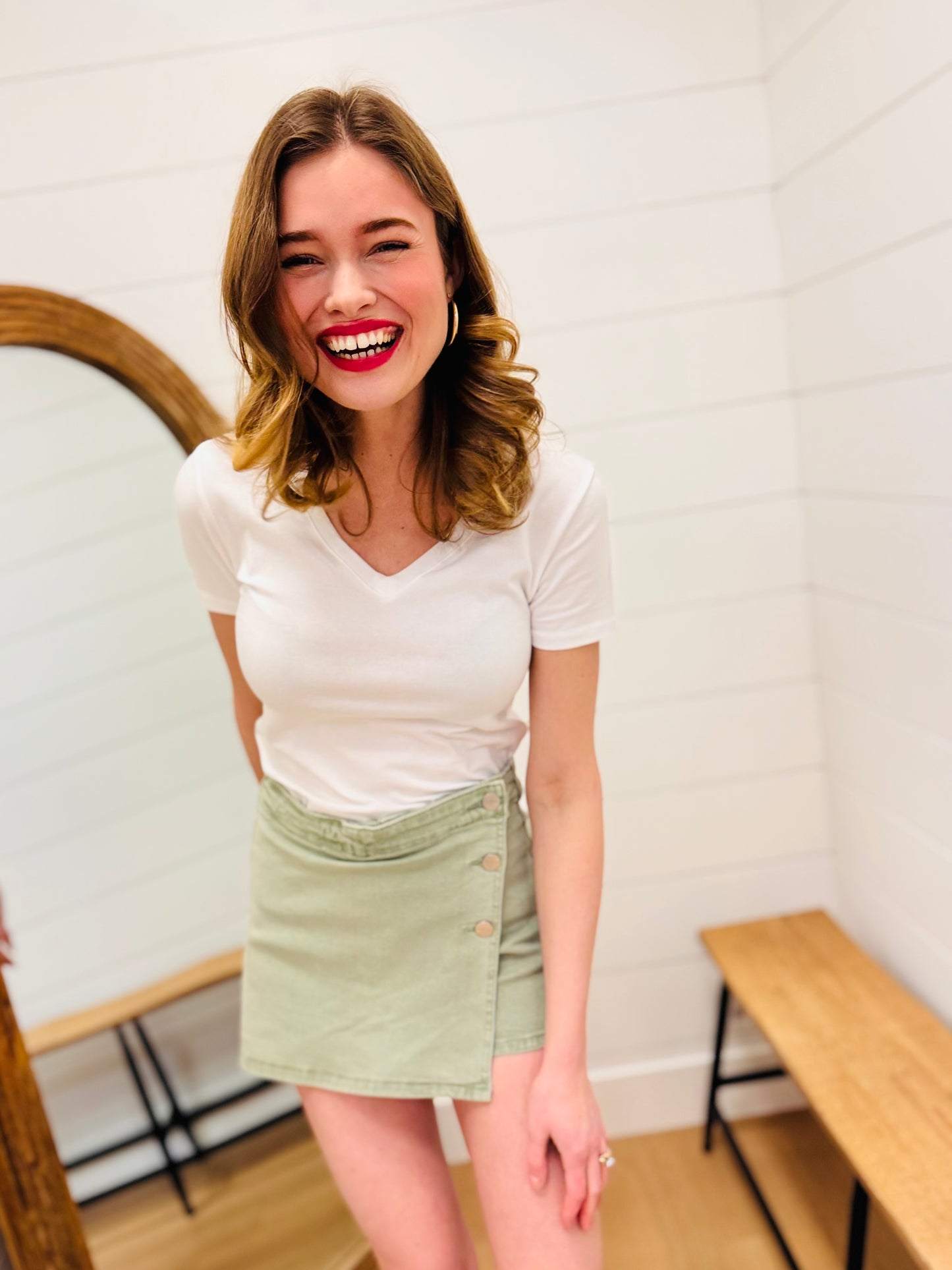 High Rise Olive Skort - Risen