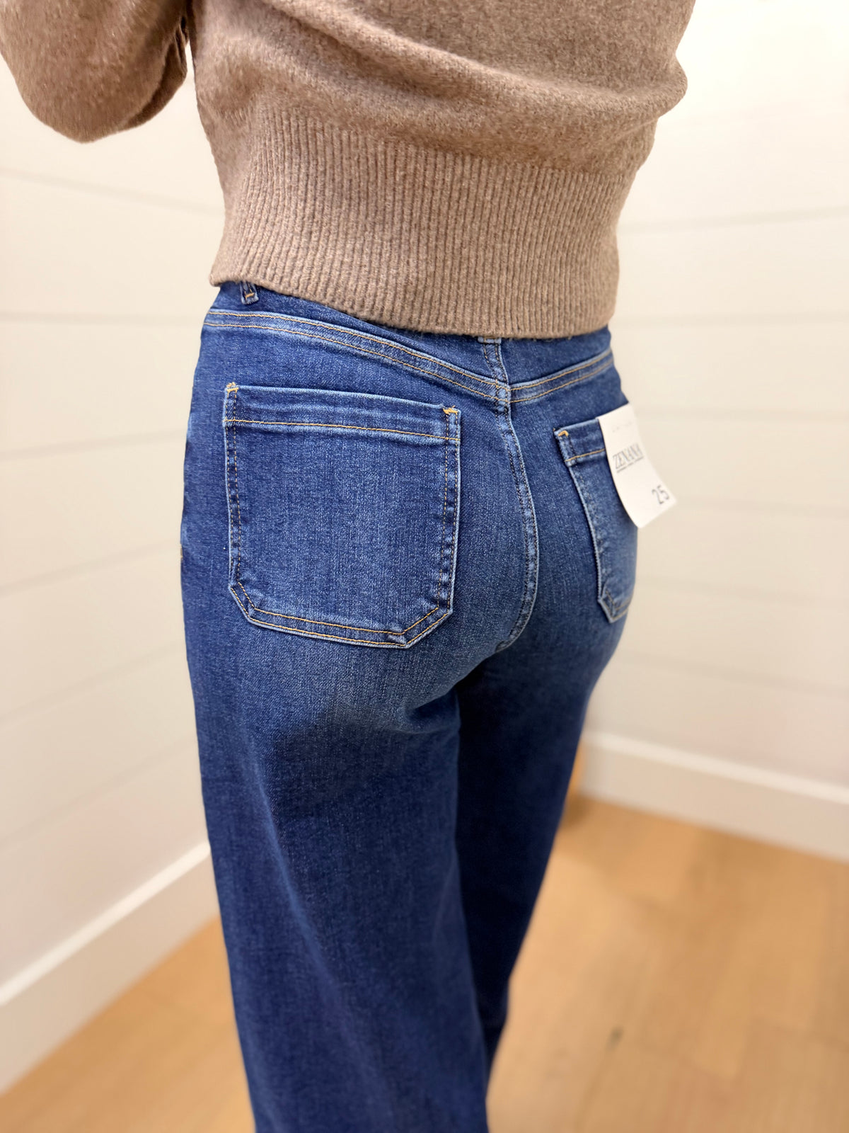 Wide Leg Pintuck Denim Jeans - Zenana