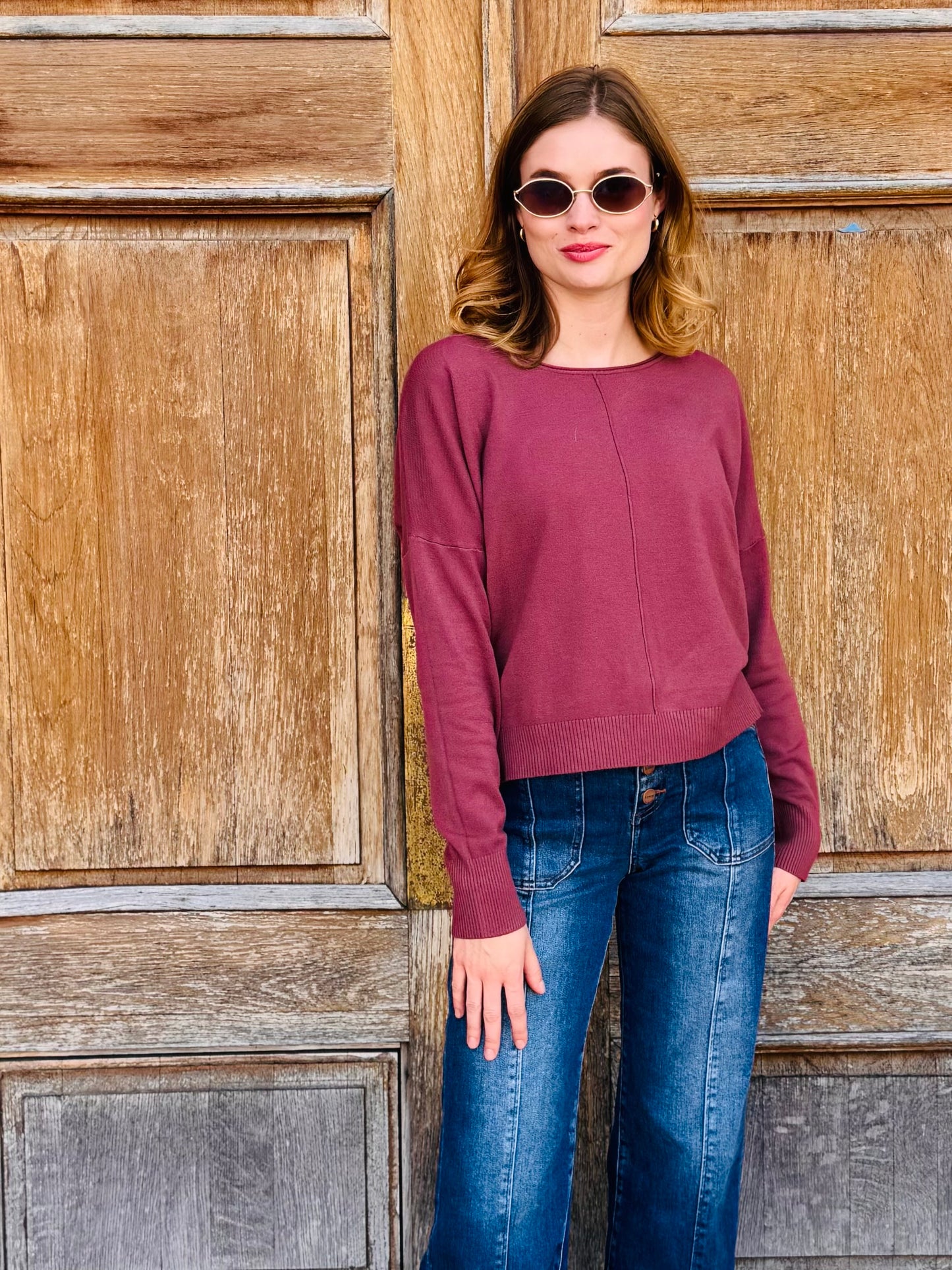 Seam Front Round Neck Pullover - Dreamers