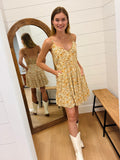 V Neck Floral Mini Dress