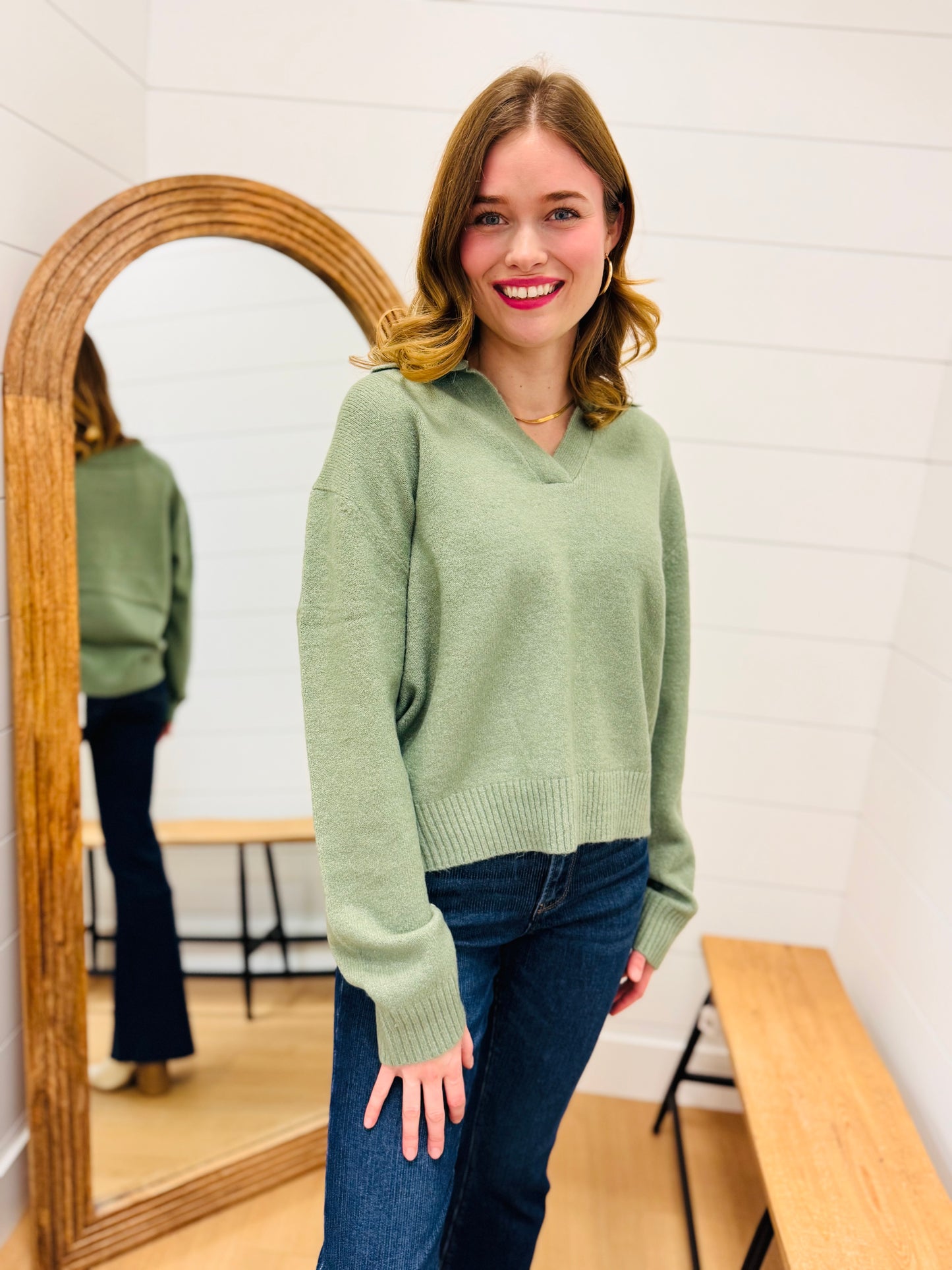 Collared V Neck Sweater