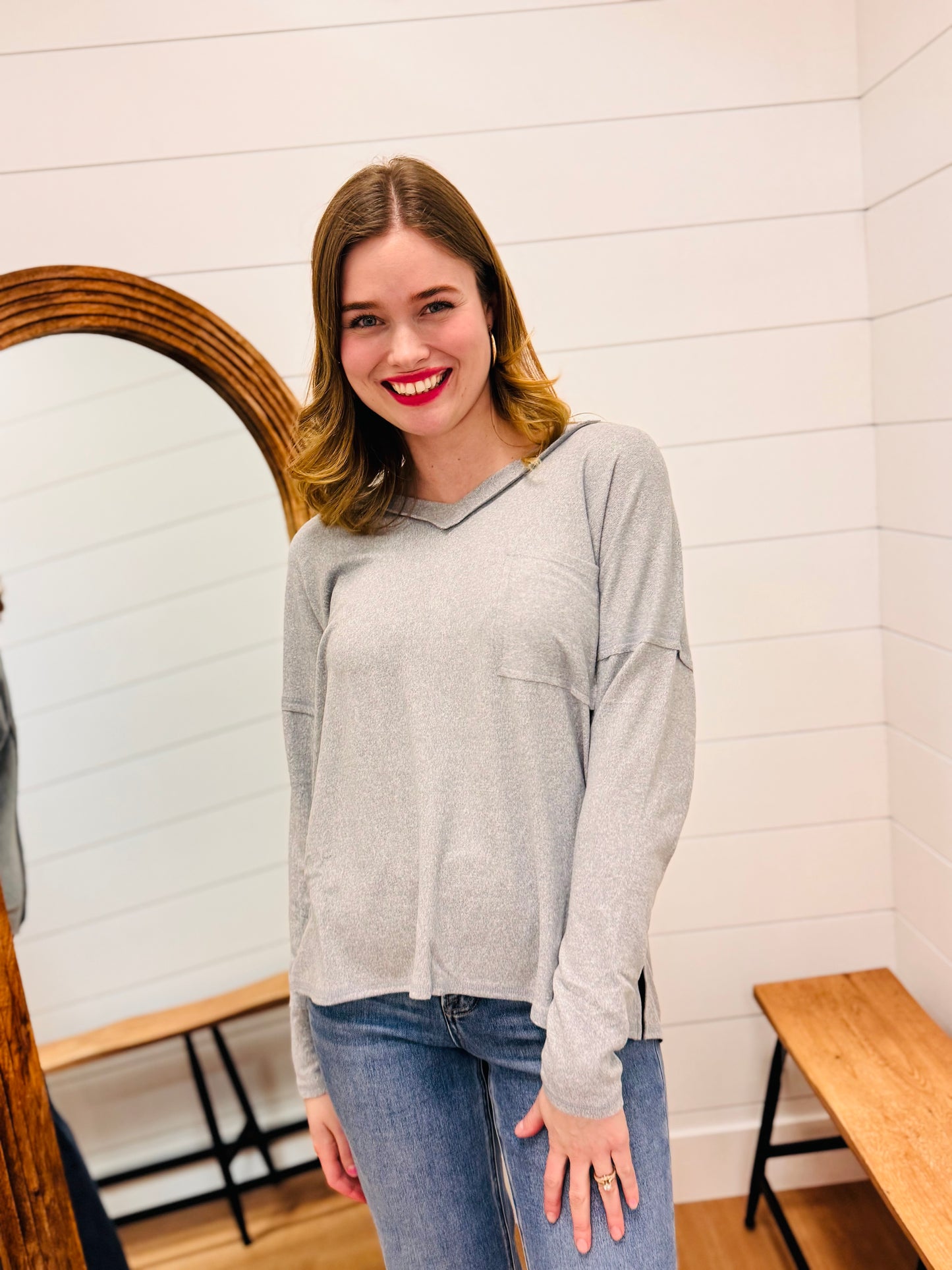 Exposed Seam Front Pocket Tee