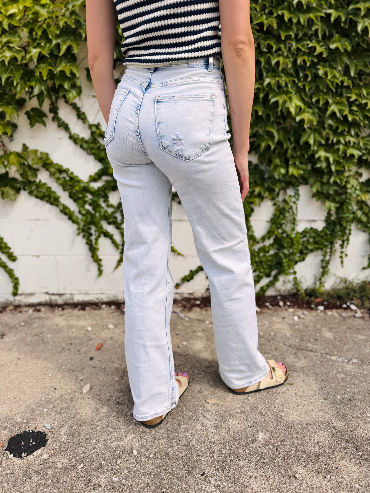 Acid Wash Wide Leg Jeans - Risen