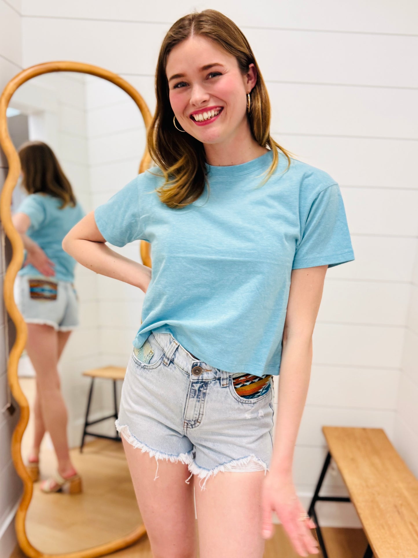 Crew Neck Short Sleeve T-shirt -Teal