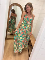 Retro Green Floral Dress