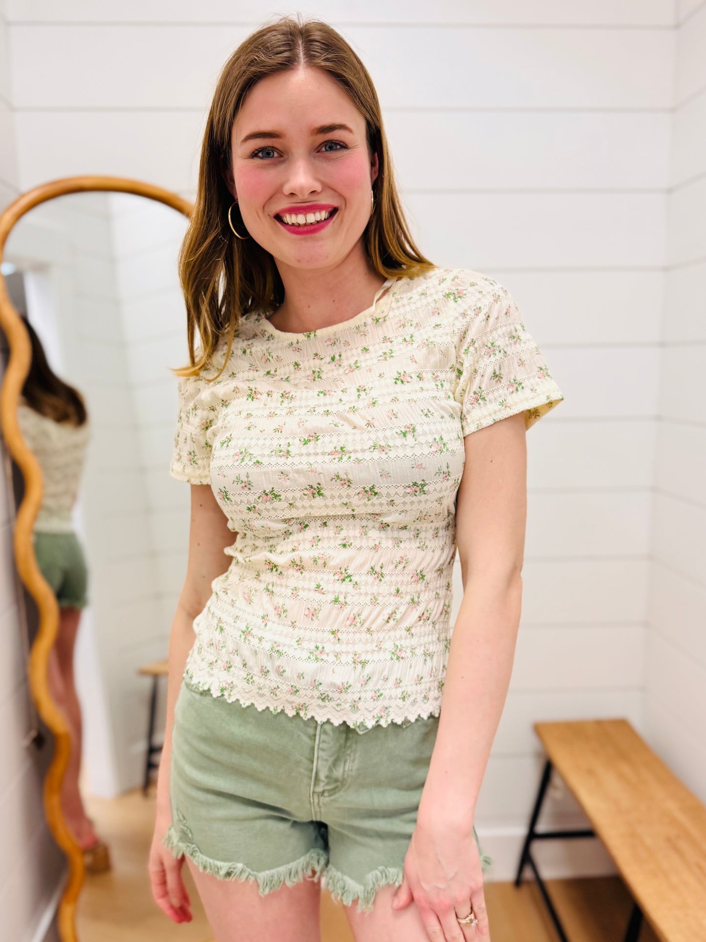 Ivory + Mini Floral Top