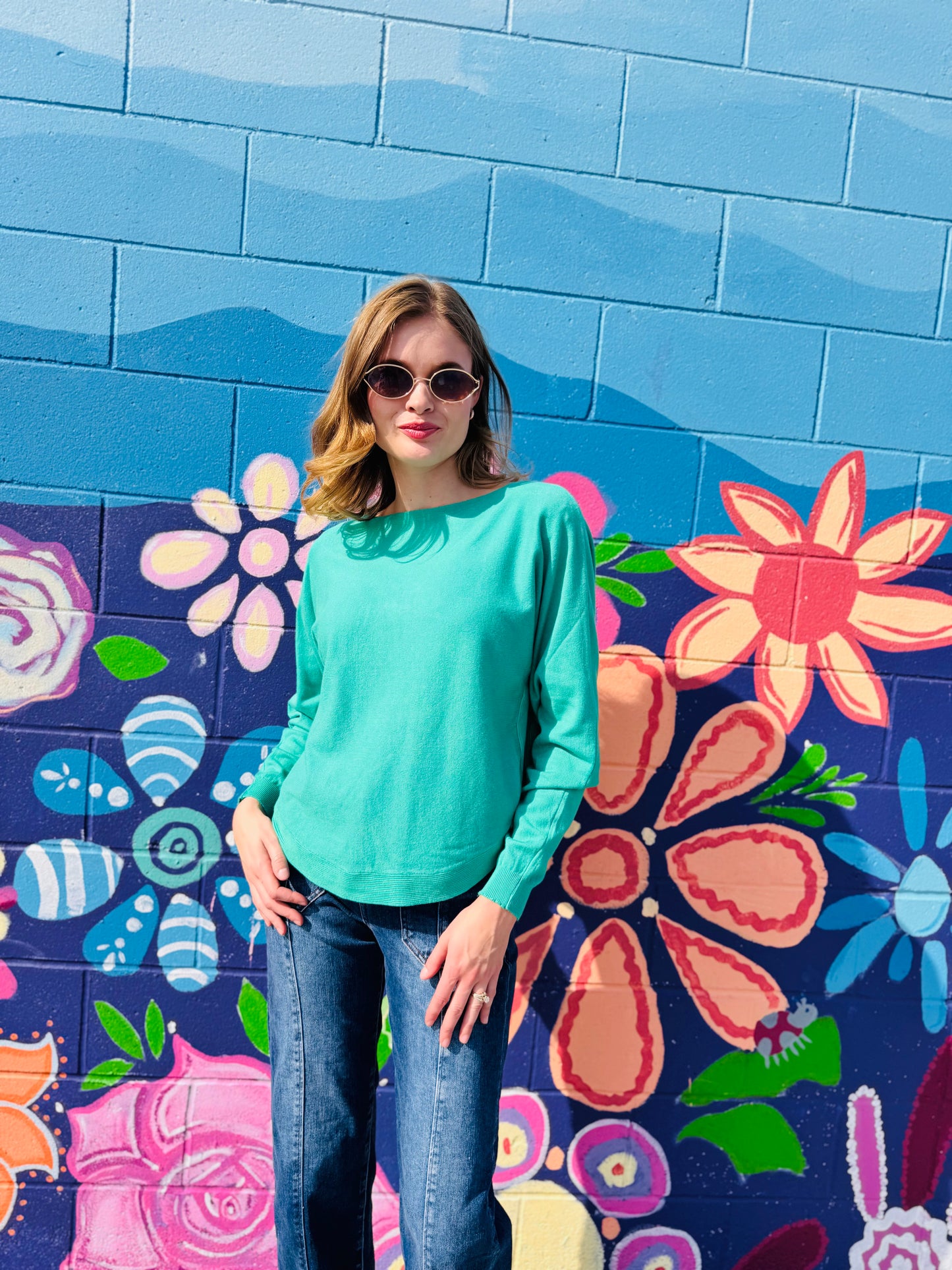 Teal Boatneck Pullover Sweater - Dreamers