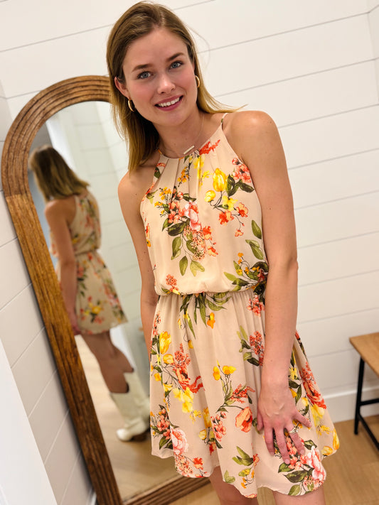Taupe Floral Dress