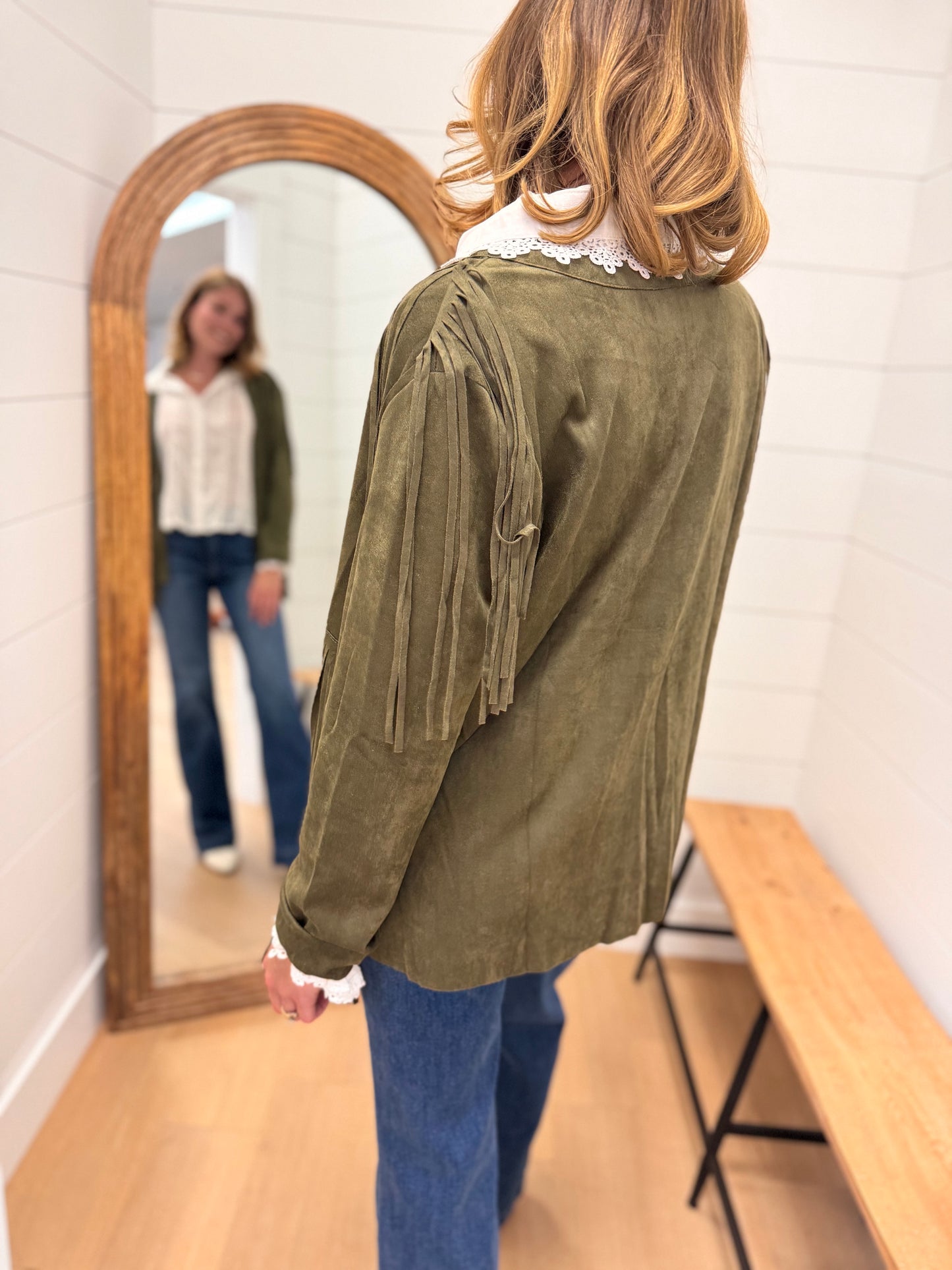 Olive You Fringe Jacket SM-3XL