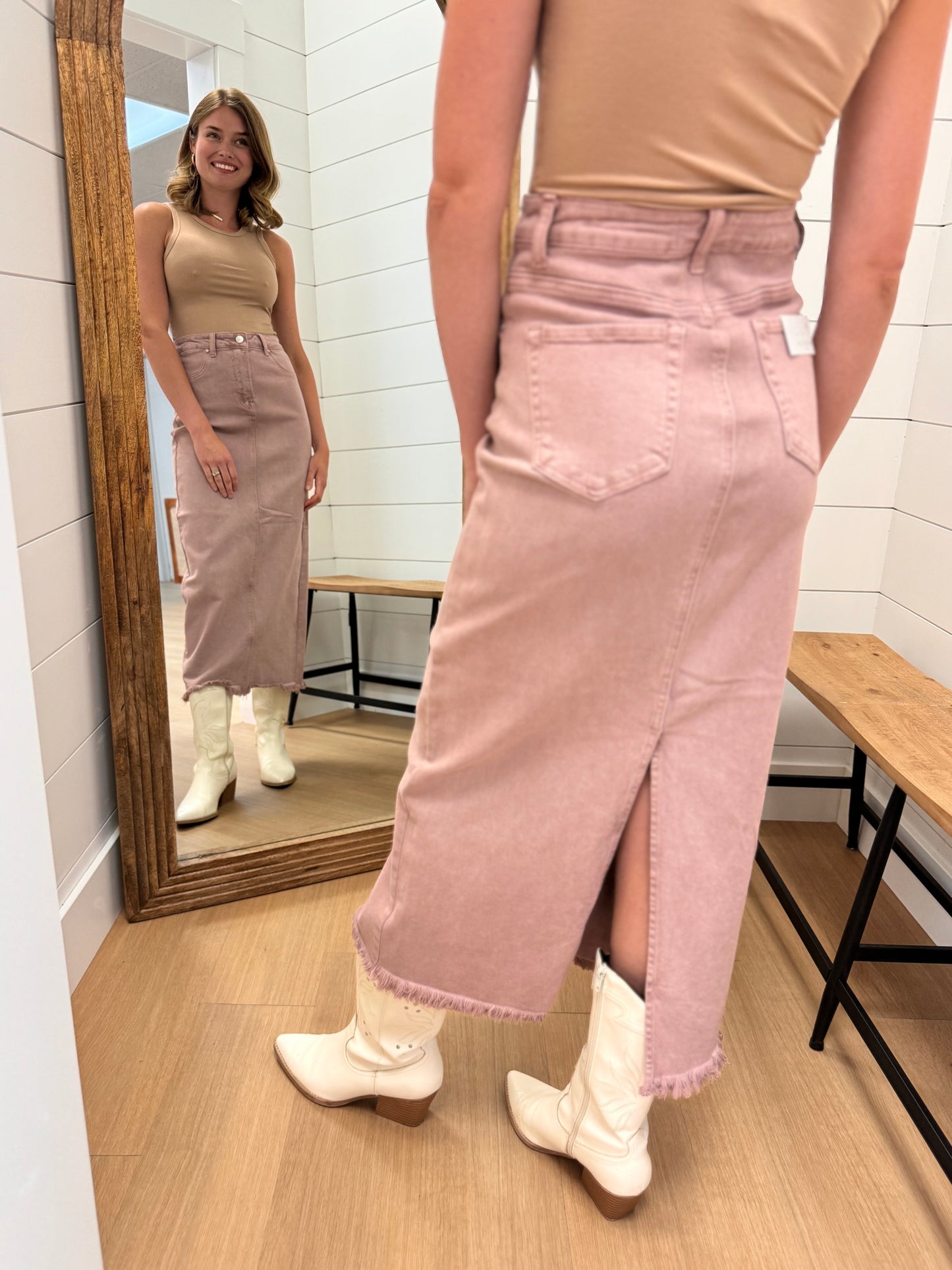 High Rise Front Opening Maxi Skirt - Risen