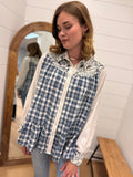 Mix Print Babydoll Button Down